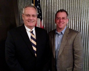 ANHA Executive Director Bill O'Connor, left, congratulates new Region I Director Brian Scheri.