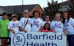 Barfield Health Care's team for the Alzheimer's Services of Marshall County's "A Night to Remember" fundraising walk.