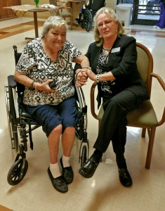 Lynwood Healthcare & Rehab Center Administrator Laura Saxon with resident Patsy Blackmon.