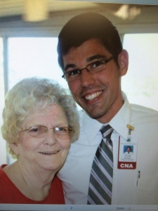 Village at Cook Springs Administrator Trent Jackson with resident Doris Chappell.