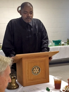 Oak Trace resident Leonard Hinton speaks to the Bessemer Rotary Club.