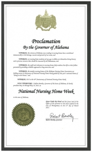 Governor Robert Bentley's National Nursing Home Week in Alabama proclamation.