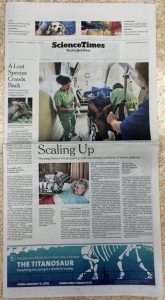Story on the front page of The New York Times' Science Section on Tuesday, December 15, 2015.