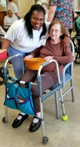 Resident Virginia Foster and Amy Roberts teamed up to compete in a Nacho Competition at Oak Park Nursing Home.