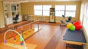 Rehabilitation gym at The Rehab Center at Dadeville Healthcare.