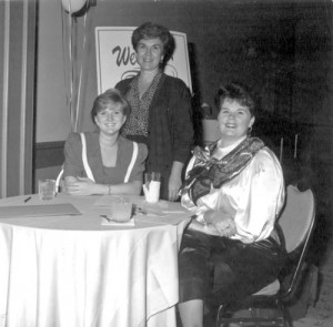 An early 1990s ANHA legislative reception. From the left, Amanda Jones Buttonshaw, Nancy Thomas and Katrina Magdon.