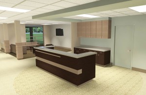 Design of a new nurse station. Photo courtesy of TurnerBatson Architects.