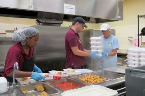 From left to right: Wesley Manor employees Tina Chambers and Seth Youngblood and Meals on Wheels Volunteer Maria Shelor.