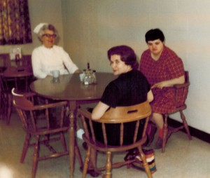 Ethel Burns with Ginny Burns, right, and a nurse at Burns Nursing & Rehab.