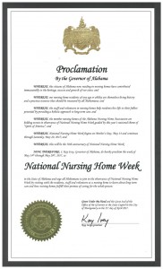 Gov. Kay Ivey's National Nursing Home Week in Alabama proclamation.