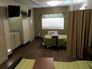 Semi-private rehab suite at Cloverdale Rehabilitation & Nursing Center.