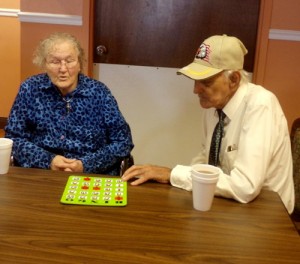 Mattie and James Mathis enjoy a game of bingo at Marshall Manor.