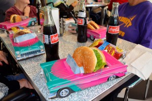 Hamburgers, chips and Cocal-Colas were on the menu for the first lunch in Bibb Medical Center Nursing Home's 50s Diner.